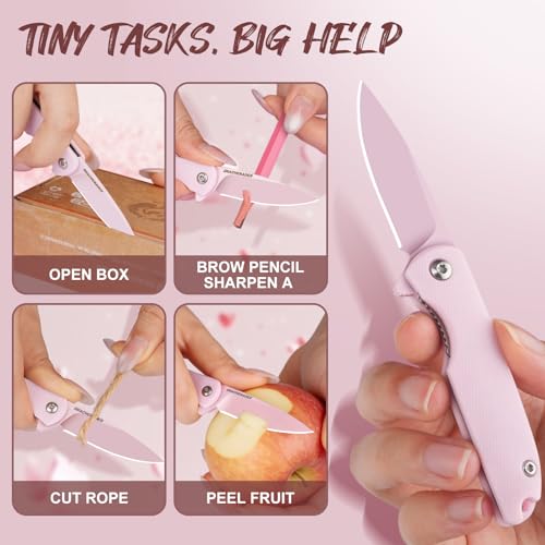 Image of DRACHENADER Pink Folding Pocket Knife for Women - Pink 5Cr13MoV Steel Blade, Cute Small EDC Knife, Ideal Gift for Girls & Women