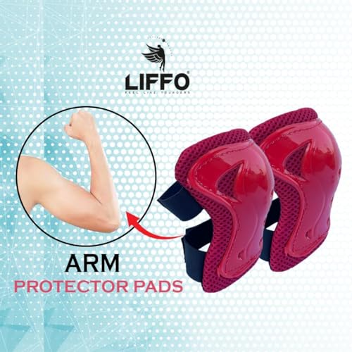 Image of Liffo Kids Protective Skating Gear Set for Roller Skating, Skateboarding & Cycling |for Kids 5 to 16 Years Knee and Elbow Pads Wrist Guards Set (HSG-01) (HP-Red, S)