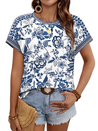 Image of WIHOLL Womens Tops Short Sleeve Shirts Summer Outfits 2026 Spring Dressy Casual Clothes Clothing