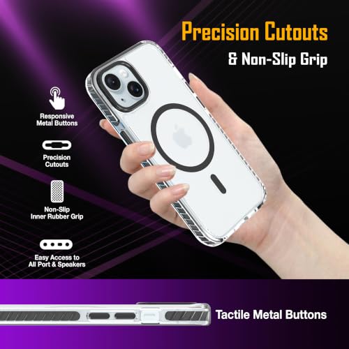 Image of Zapcase Crystal Clear Back case for iPhone 15 | Hard PC Back | TPU Bumper with Inner Rubber Grip | Metal Camera Guard Bezel | Metal Buttons | Scratch Resistant Cover | 2 Layer Edge Protection | Black