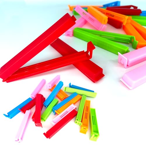 ANMOYIXIA Verschlussclips 20 Stück, Tüten Verschluss Clips Für Tüten, frischhalteclips Tütenclips Klammern 9/11cm, Bunte Clips für Verpackung (20 PCS(5 Farben))