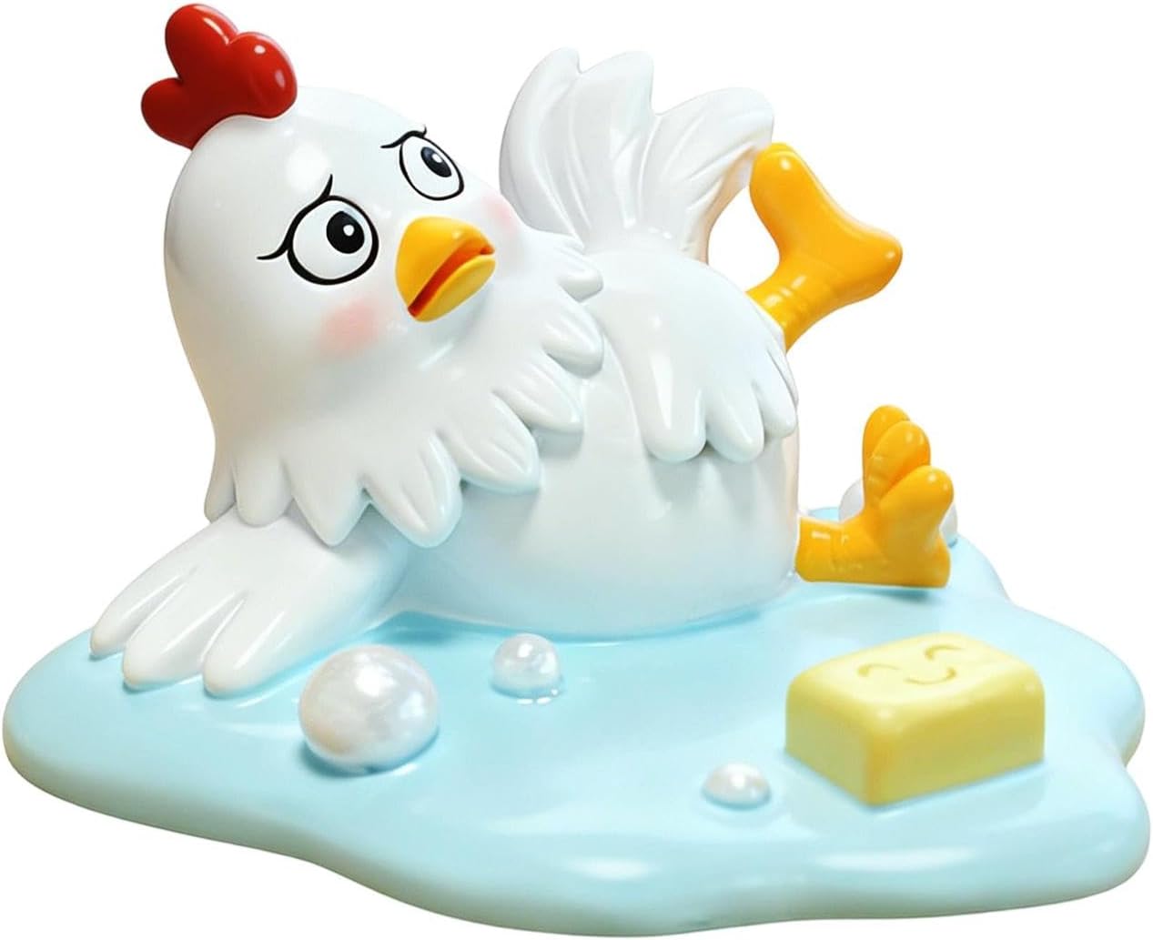 Slipping Chicken Phone Stand - Funny Resin Desk Decor, Cute Cartoon Chicken Holder with Soap Bubble Base for Phone, Unique Office Home Desk Accessory & Gift (1 PC)