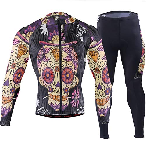 MONTOJ ciclismo al aire libre, equitación, ropa de ciclismo, calaveras de azúcar, margaritas, patrón gráfico, deportes al aire libre, otoño, pantalones acolchados 3D, 1, XXL