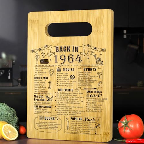 62th Birthday Gifts For Women or Men Back In 1964 Cutting Board 62th Birthday Decorations 62Year Old Anniversary Birthday Gifts
