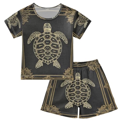 senya Short Sleeve Pajamas Sets Summer Cotton Sleepwear Simple Turtle Birds