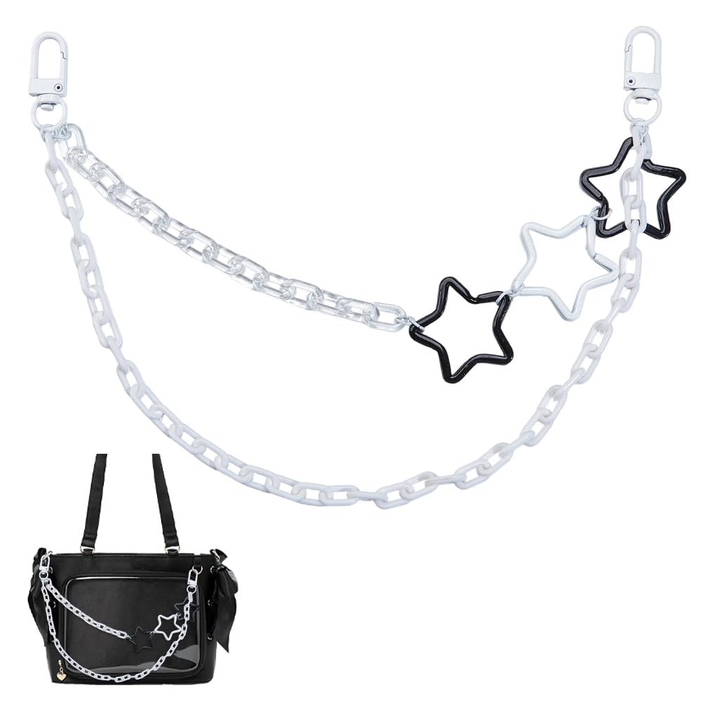 OLYCRAFT Ita Bags Chain Star Wallet Chain White Purse Chains Tote Bag Chains for DIY Decoration Acrylic Bag Charm Ideal Length for Ita Bags Wallet Handbag Fashion Accessories - 32cm