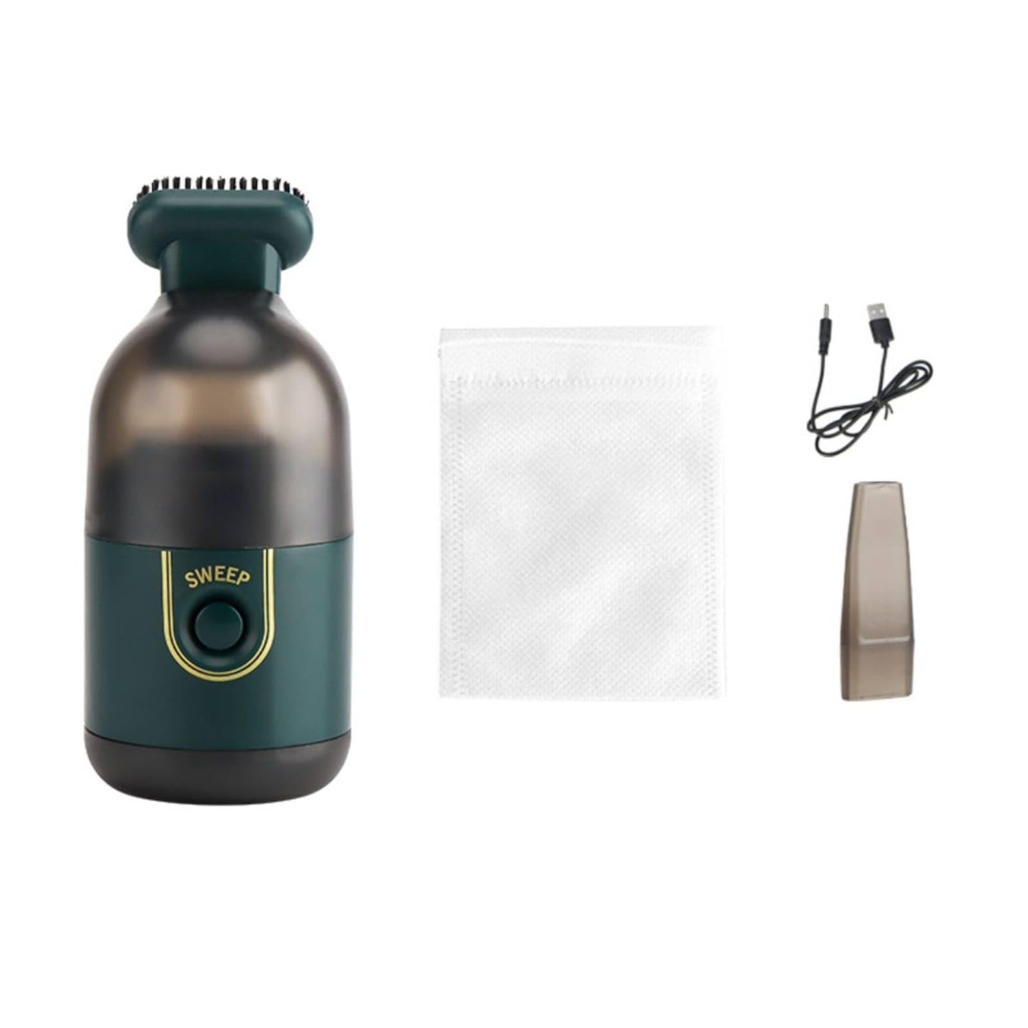 battery operated mini desktop vacuum easy to use portable desk | vacuum strong suction portable crumb sweeper for office, car, green