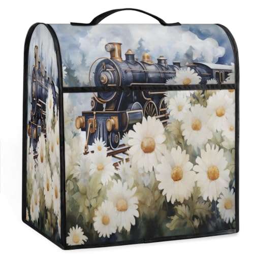 Coffee Maker Cover Watercolor Flower Train Kitchen Appliance Covers Small Appliance Covers Blender Cover Juicer Cover Dust Covers for Kitchen Appliances with Top Handle and Pockets,Washable,C512
