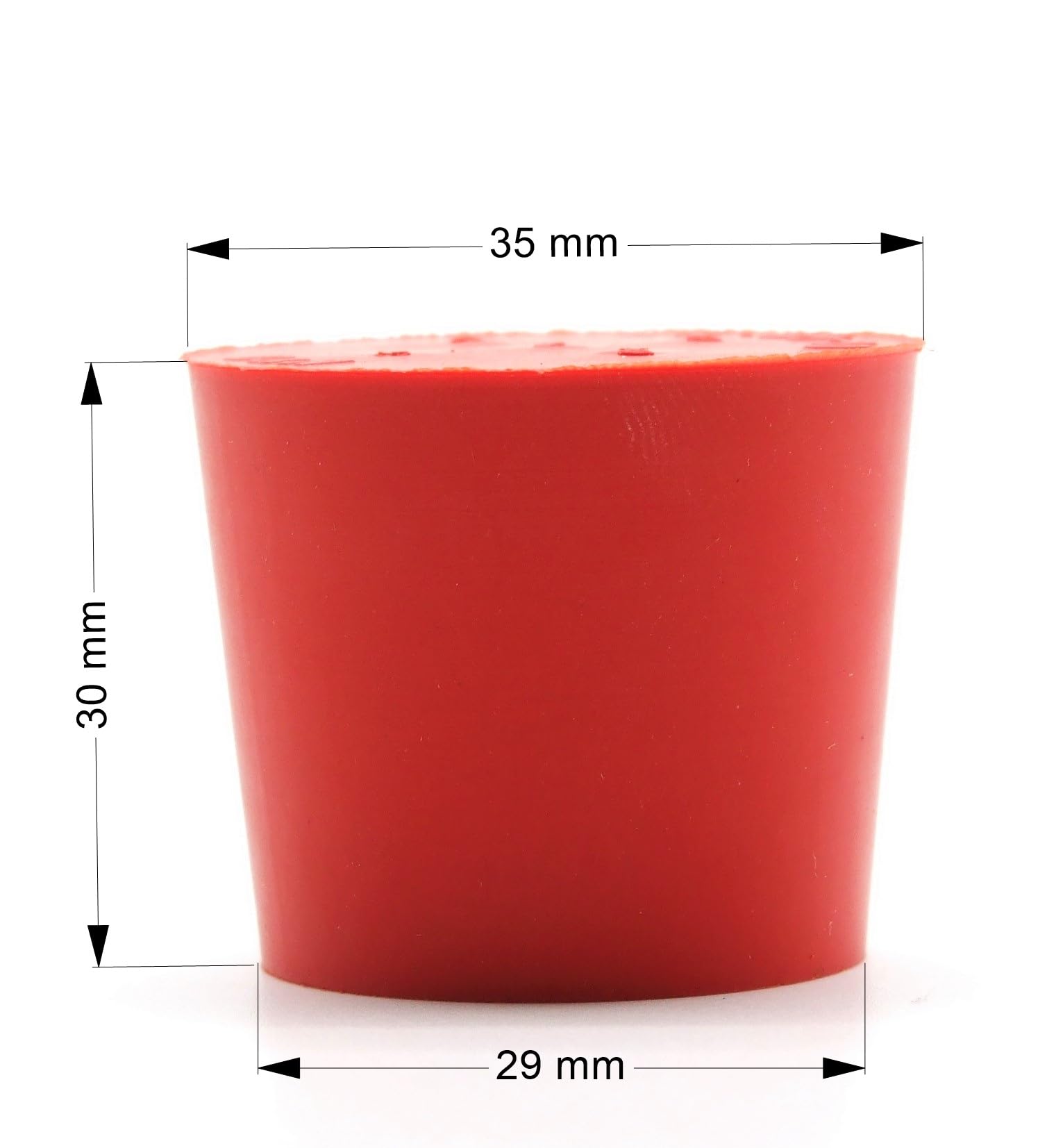 Tappi In Gomma Rossi Per Damigiane E Bottiglie | Tappi Conici Solidi 12/8mm Per Fermentazione