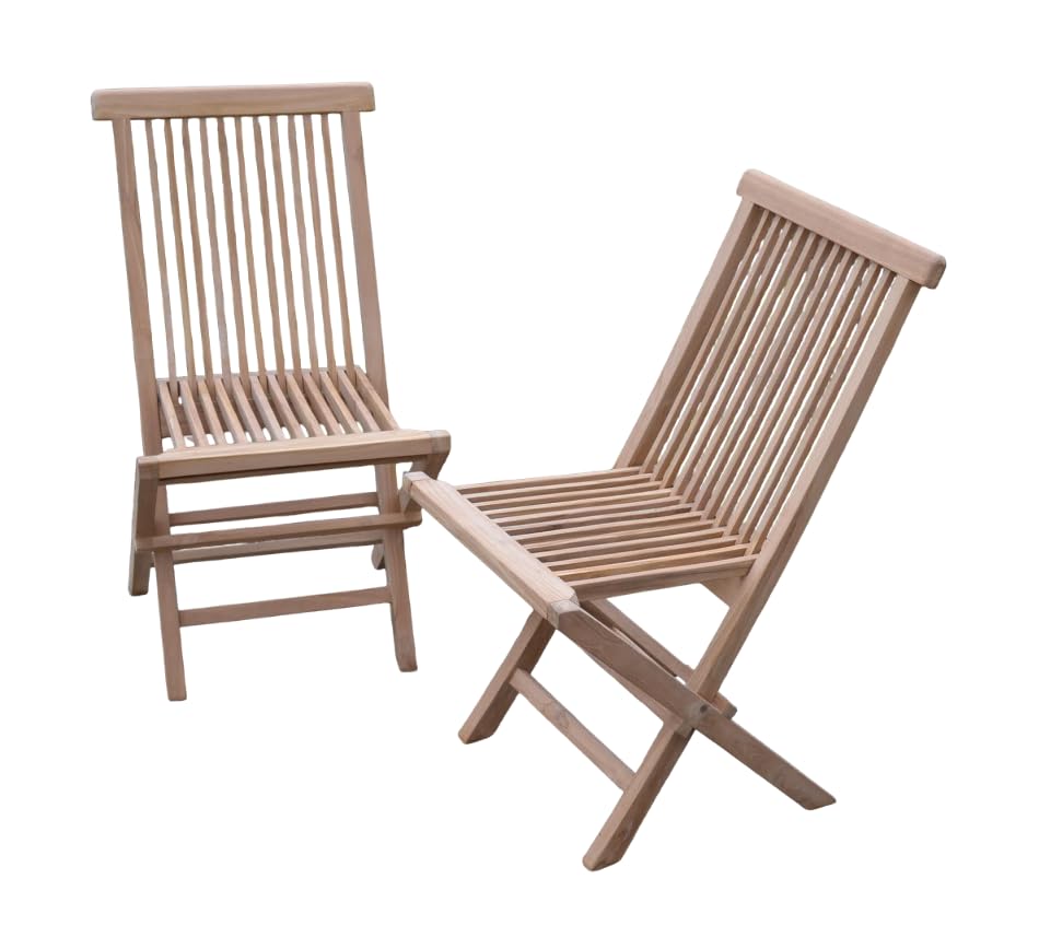 Field & Hawken - Oxford Folding Teak Garden Chairs, Pack of 2, Solid Teak, Assembled