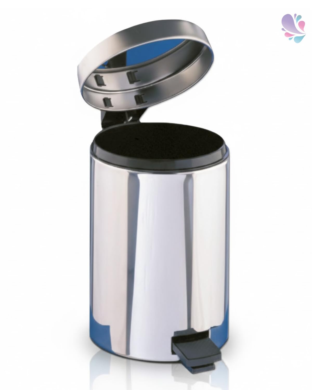 Treteimer Kosmetikeimer mit Fußpedal 5 Liter Silber | Metall-Treteimer mit Fußpedal & Inneneimer, hygienisch für Bad, WC, Büro & Praxis