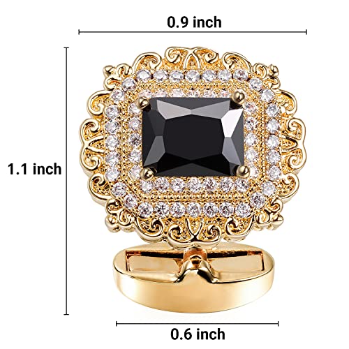 Image of HAWSON Cufflinks for Men, Gold Diamond Crystal Cufflinks for Groom Husband Personalized Gifts, Mens Formal Wedding Business Cufflinks, Luxurious Gorgeous Cuff Links French Shirt Accessories