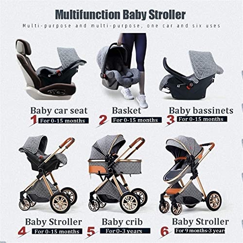 Luxe Baby Stroller Carriage 3 In 1 Umbrella Stroller met Carrier High Landscape Baby Priniekchair for pasgeboren… - Afbeelding 4