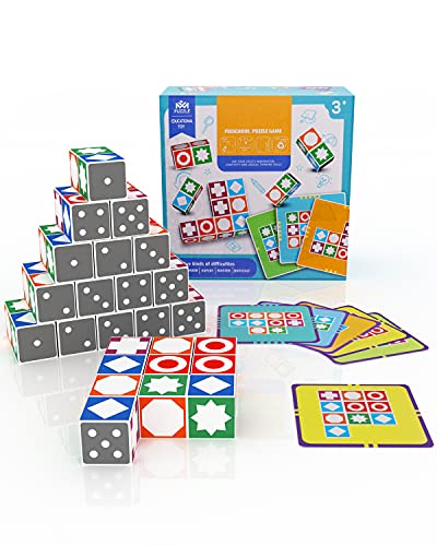 New Wave Games Puzzle Matchs Game, 2021 New Games Wooden Children Toys Puzzle Board Games for Family Night, Educational Logical Thinking Match Board Games Toys for Adults Kids 3 Ages +