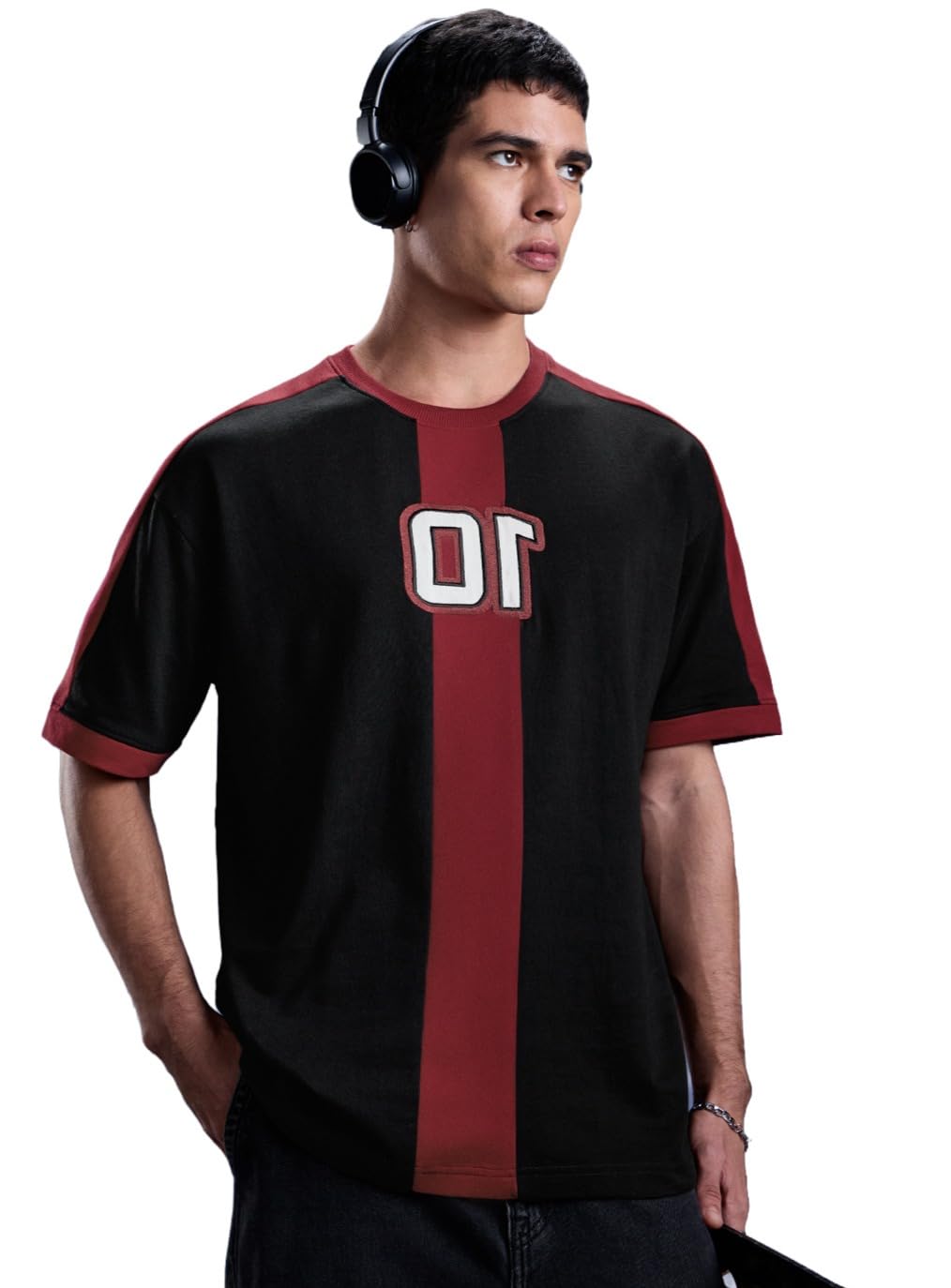 the souled store Ben 10: Albedo Men and Boys Short Sleeve Crew Neck Black Embroiderd Casual Cotton Lightweight Breathable Trendy Drop Shoulder Streetwear Oversized T-Shirts-picture-40