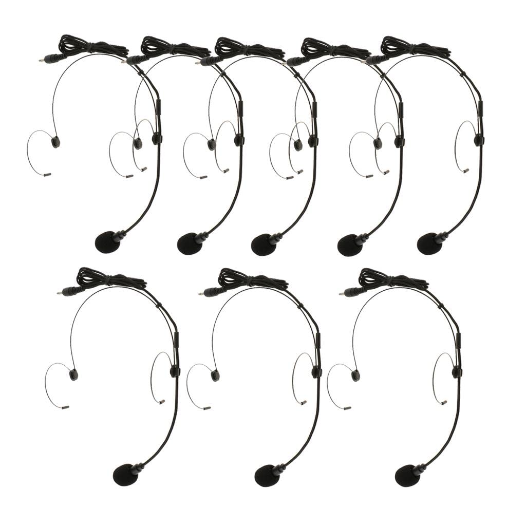 8Pcs Double Ear Hook Wired Headset Headworn Microphone 3.5mm Straight Angle-image-39