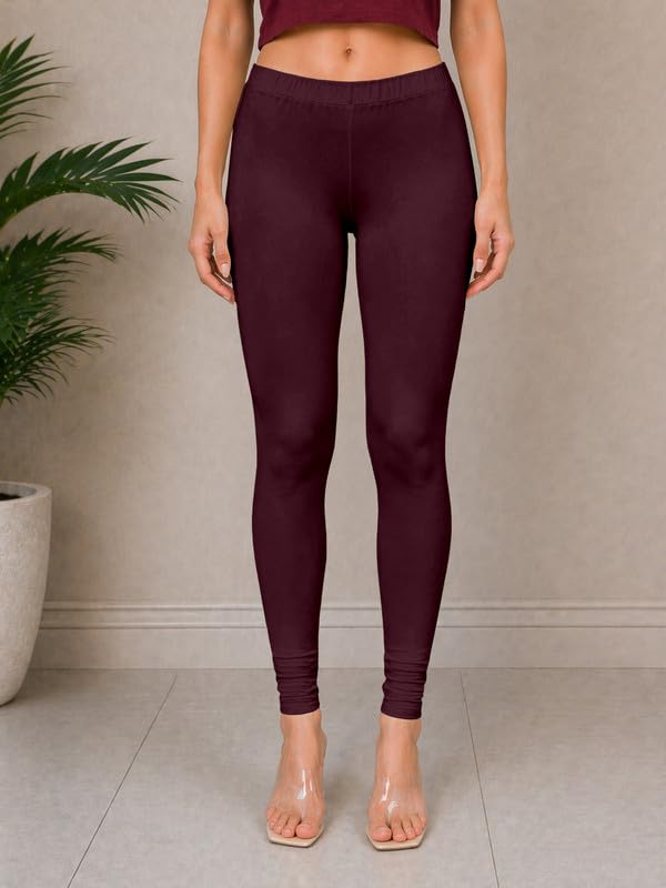 Image of TRENDMALLS Women's Microfiber Elastane Stretch Soft Churidar Length Leggings with Ultrasoft Waistband