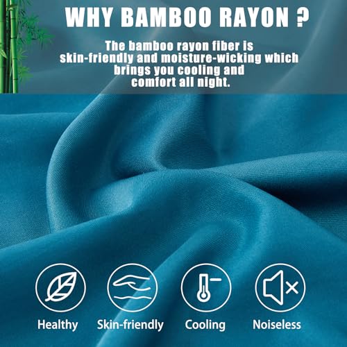 Image of TELUS Blue Pillow Cases Queen Size 2 Pack, Bamboo Rayon Cooling Pillowcases with Envelope Closure, Cool Breathable Pillow Cover for Hot Sleepers & Night Sweats, 20x30 inches