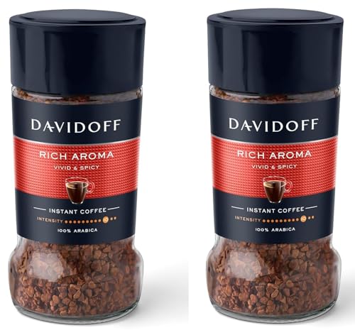 Image of DAVIDOFF Rich Aroma Instant Coffee, 100% Arabica, Vivid & Spicy, Premium Coffee Granules 45g (Product Of Germany) By DECADENT (Rich Pack Of 2)
