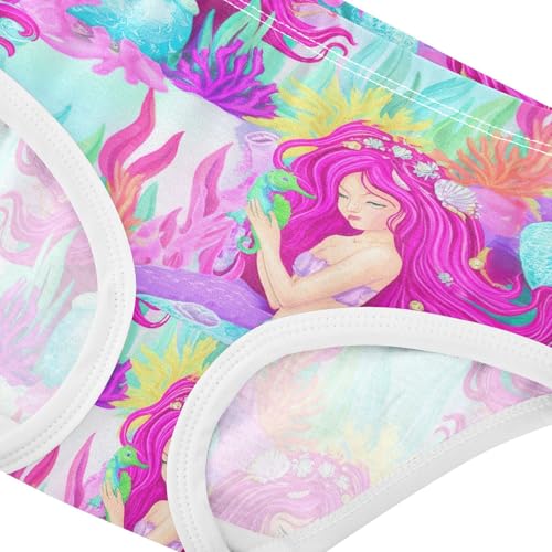 Joisal Cute Mermaid Pink Toddler Underwear Floral 2t Cotton Panties for Girl Flower Briefs Kids Undies4