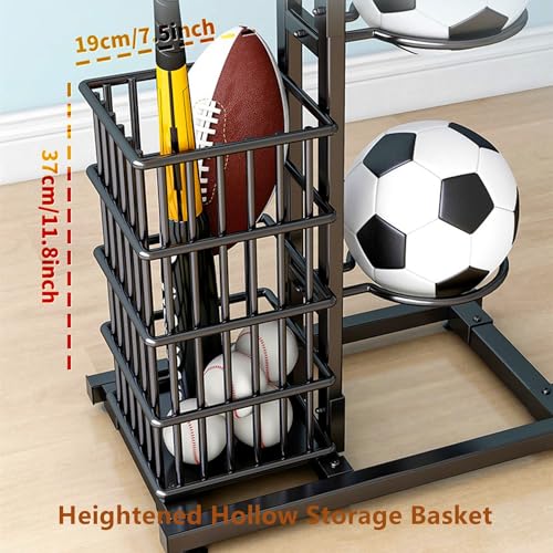 Meuble de rangement pour ballons de sport en acier noir durable - 4
