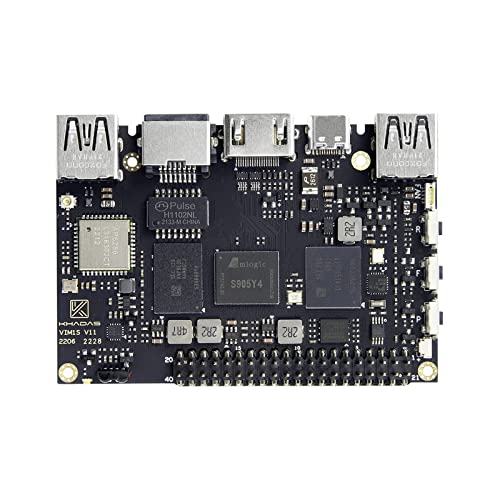 Khadas VIM1S SBC Computer, TV Boîte, Home Assistant Box DIY Domotique, Amlogic S905Y4, 2.0GHz Quad-Core Arm Cortex-A35 avec 32MB SPI Flash (2+16GB)