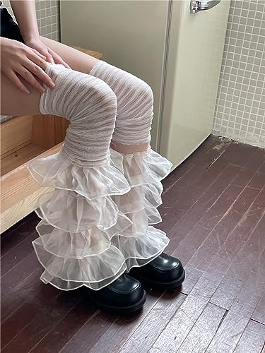 Image of Women Y2k Leg Warmers Ribbed Knitted Harajuku Kawaii Leg Warmers Streetwear
