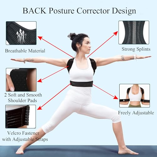 Back Brace Posture Corrector, Posture Corrector Men Women, Back Straightener Posture Corrector, Adjustable Lumbar Spine Corrector Strap, Relief Pain from Upper Back Shoulders Neck for Women Men (S) - Image 4