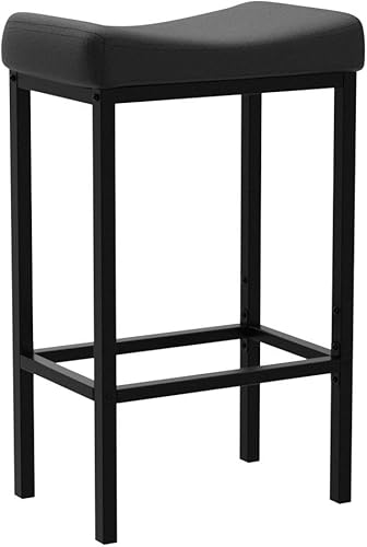 Miniatura 5 de HOOBRO Taburetes de bar, juego de 2 sillas de bar, taburetes de altura de mostrador, taburetes de sillín con superficie curva, 24.8 pulgadas,