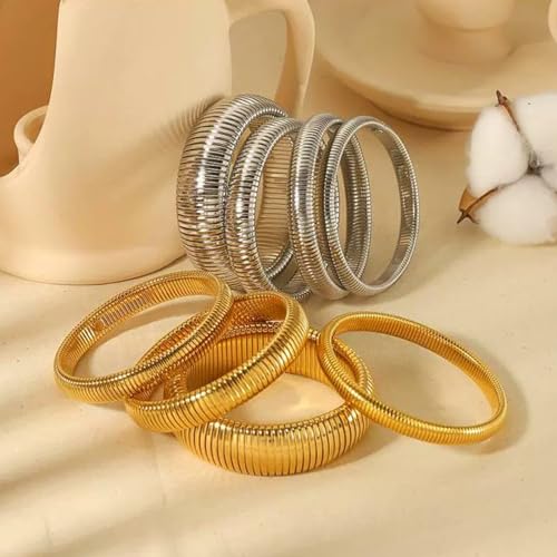 Awinesn 18K Gold Plated Bracelets for Women Gold Bangles for Women Chunky Bangle Bracelets Stack Tarnish Free Bangle Set of 3 Accessories for Her Gifts by Awinesn - Used condition - Image 5