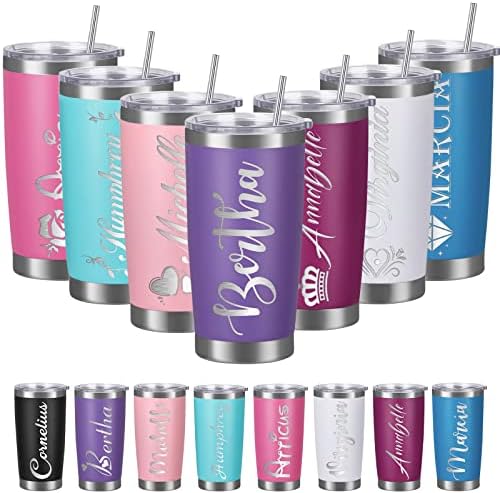 Personalized Tumblers with Names Lids and Straws Custom 20 Oz Engraved Laser Travel Mugs Customized Insulated Tumbler Cups Stainless Steel Double Wall Christmas Gifts for Men