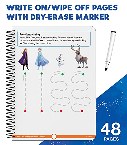 Disney Learning Let's Get Learning! Preschool Activity Book for Kids Ages 3-5, Pre K Wipe Clean Workbook With Letters, Numbers, Shapes, & Sight Words Activities, Reusable Sticker Book for Toddlers - Image 3