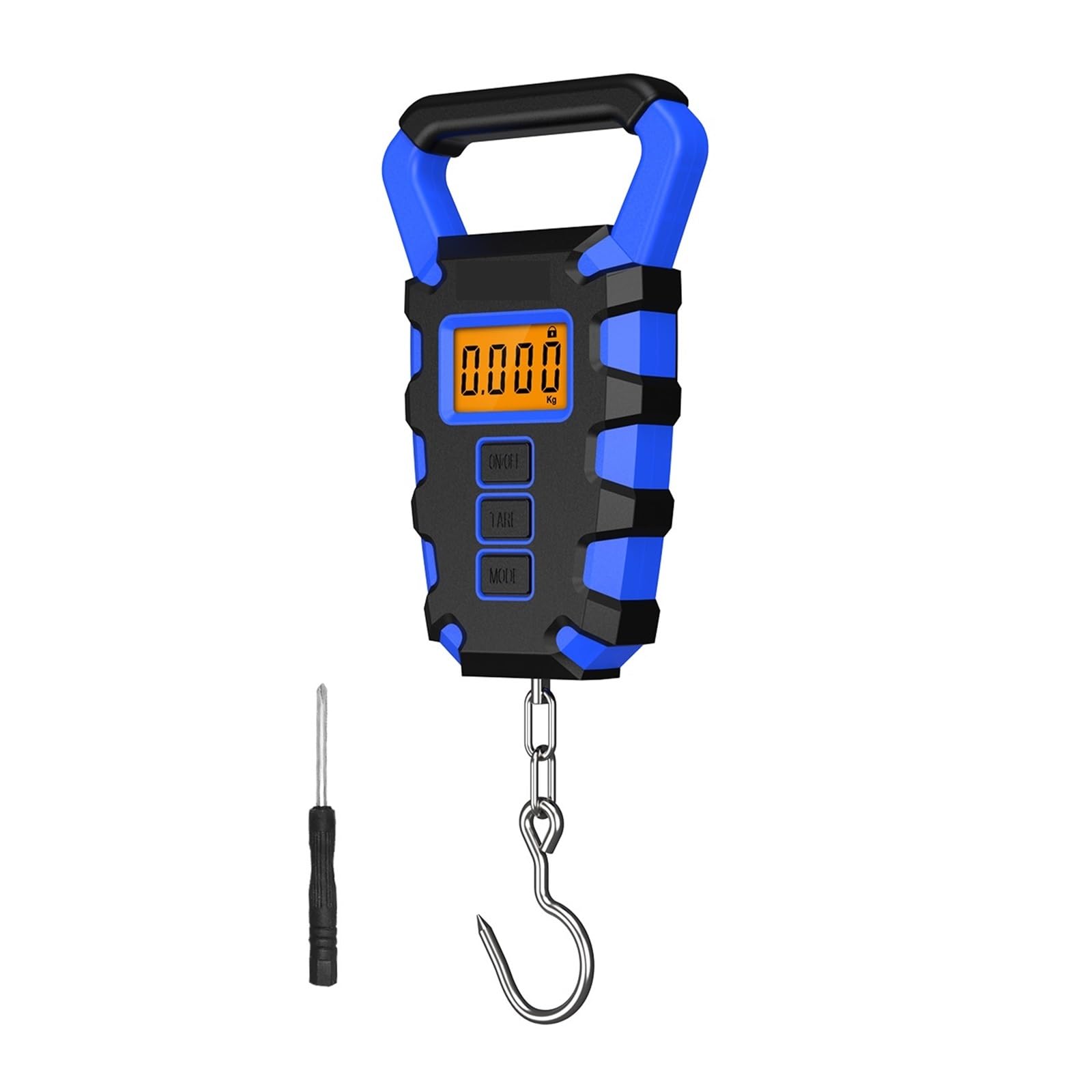 Wisząca waga dźwigowa Waga Wisząca 50 Kg Z Linijką Cyfrowy Przenośny Haczyk Na Ryby Elektroniczna Waga Do Bagażu Waga Z Wyświetlaczem LED Bilans(Blue)