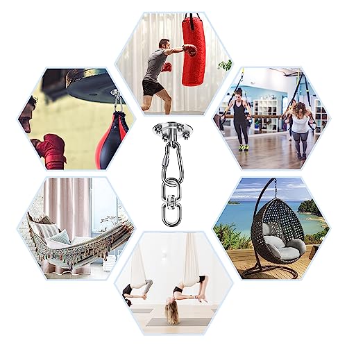 Nutabevr Ganchos de Techo Carga máxima 400kg Acero Inoxidable,Colgante Soporte 360° Rotación con Tornillos Pesados,Soporte de Techo para Bolsas de Boxeo,Hamacas,Yoga,Sillón Colgante,Sling Trainer - imagen 2