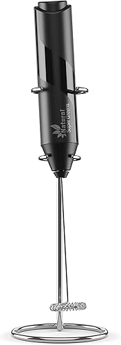 Miniatura 2 de Natural Vitamins Mezclador de mano de alta potencia  Mezclador de bebidas de acero inoxidable a pilas  Espuma y espumador con soporte para súper