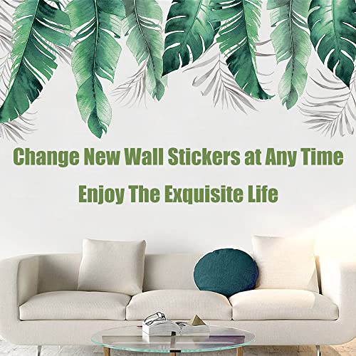 Green Nature Palm Tree Leaf Wall Sticker, Removable 3D Nursery Decor Leaf Wall Stickers Diy Wall Art Decoration Waterproof Green Tropical Leaves Wall Decal Art Murals For Bedroom Nursery Office #TOP4