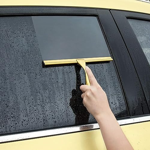 Image of HIWARE All-Purpose Shower Squeegee for Shower Doors, Bathroom, Window and Car Glass - Brass, Stainless Steel, 12 Inches