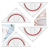 4 Stück Geodreieck aus Kunststoff, bruchsicher und transparent, Zeichendreieck Winkelmesser,Kunststoff Transparent Flexibel Geodreieck zum Kreise Zeichnen(14cm)