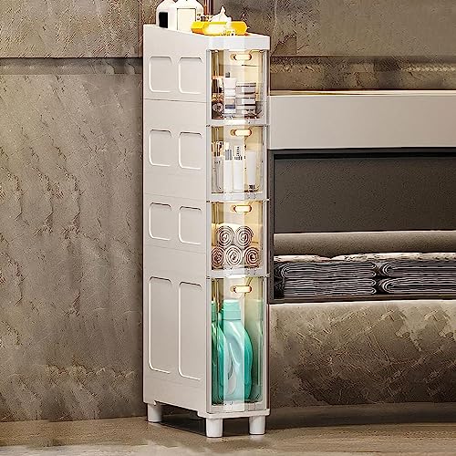 RDWQDGJG Mueble de baño Delgado de 5 Niveles con cajones de plástico y Ruedas Cómoda Estrecha Que Ahorra Espacio en Forma de Torre para Espacios pequeños Organizador Resistente para Guardar Papel hig