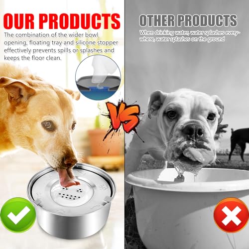 Wassernapf Hund Ohne Sabbern,Wassernapf für Hunde,Trinknapf Hund Anti Schlabber,3L Hunde Trinknapf Hundenapf Auslaufsicher Groß,Rutschfester Boden,Spülmaschinenfest