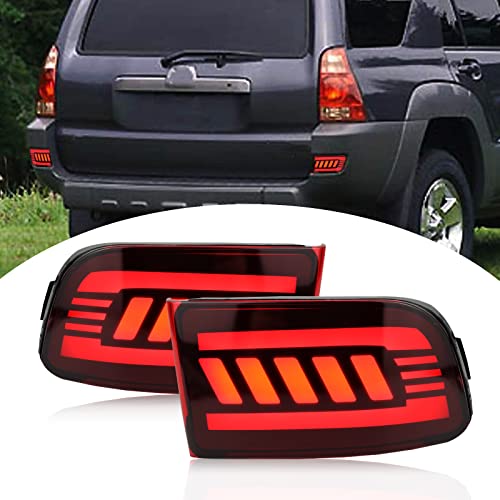 BINQIGOO Rotes Gehäuse, LED-Rückstoßstange, Reflektorleuchten, Nebelscheinwerfer, DRL-Set, Montage für 2003–2005 4Runner 2002–2009 Land...