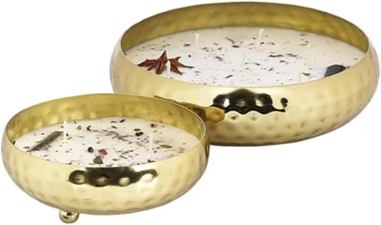 Decorative Soy Wax Floating Candles, White, Handmade Bowl Shape with Dried Flowers, Set of 2, for Home Decor