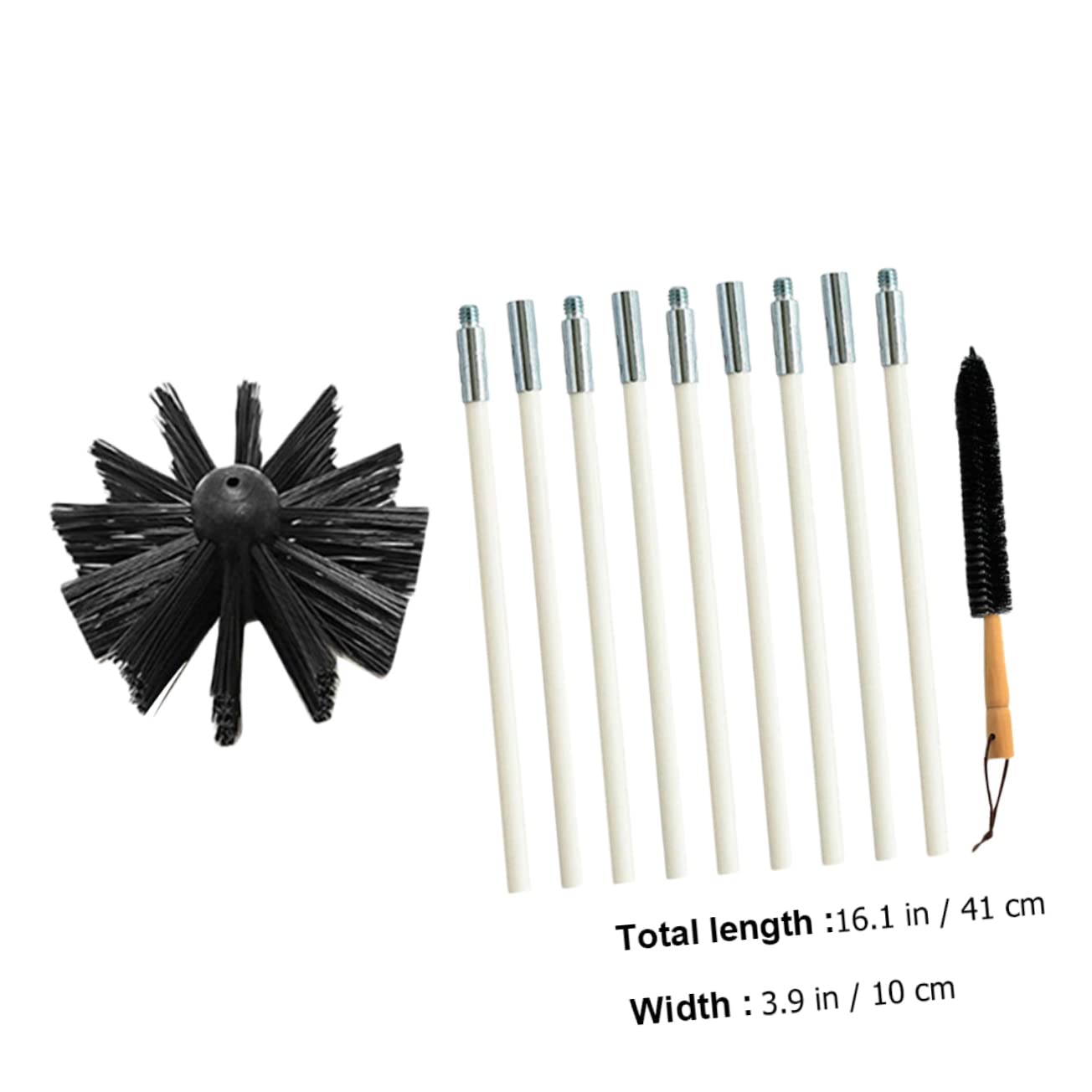 TOPBATHY Scovolino Canne Fumarie in Nylon Manico in Legno per Pulizia Efficiente di Condotti e Scarichi Asciugatrice, Rimuove Lanugine e Polvere Set 9 Aste Flessibili