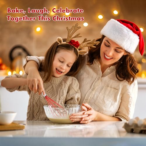 Image of OYV Christmas Whisk Set - 3 Sizes (12 inch, 10 inch, 8 inch) - Holiday Red, Green & White Stainless Steel Whisks for Baking, Cooking & Mixing, Christmas Gift for Bakers & Home Chefs