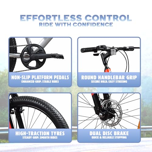 Image of Leader Vivid Creto 24T Multispeed 7 Speed Cycle for Men with Front Suspension & Dual Disc Brakes |Gear Bicycle for Boys & Girls | Ideal for 9-13 Years (Frame: 16 Inches) Mountain Bike
