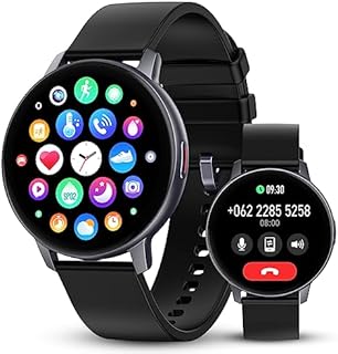 2023 Runde Smartwatch Herren Damen mit Telefonfunktion Whatsapp, 1.3" Schrittzähler Uhr, 120 Sportmodi/Nachricht Erinnerun/Sprachassistent/IP67 Wasserdicht, Fitnessuhr Fitness Tracker Armbanduhr