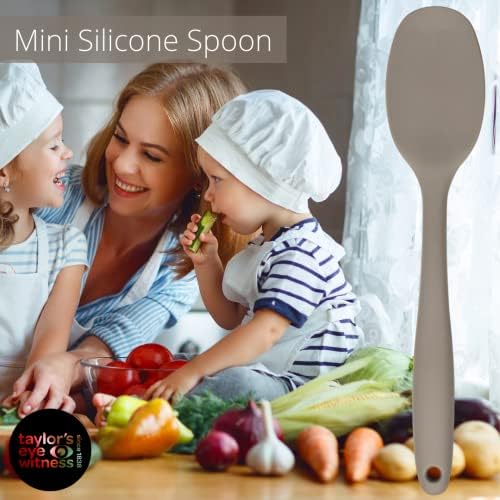 Taylors Eye Witness Mini Silicone Grey Stirring Spoon - Dishwasher Safe, Heat Resistant 260°C/500°F. Perfect for Non-Stick Pans. Small Enough for Jars. Odour & Stain Resistant. 5 Year Guarantee