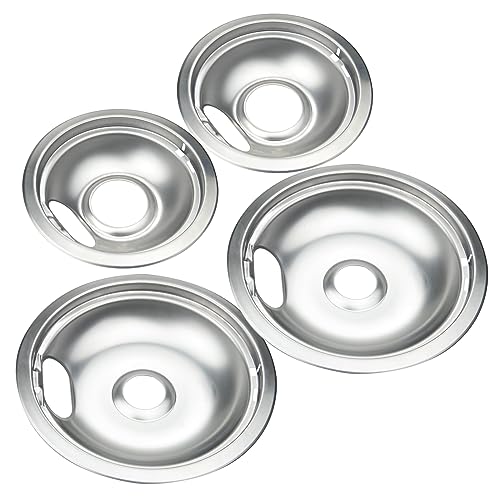 Chrome Steel Stove Drip Pans for Whirlpool Maytag Kenmore 4-Pack