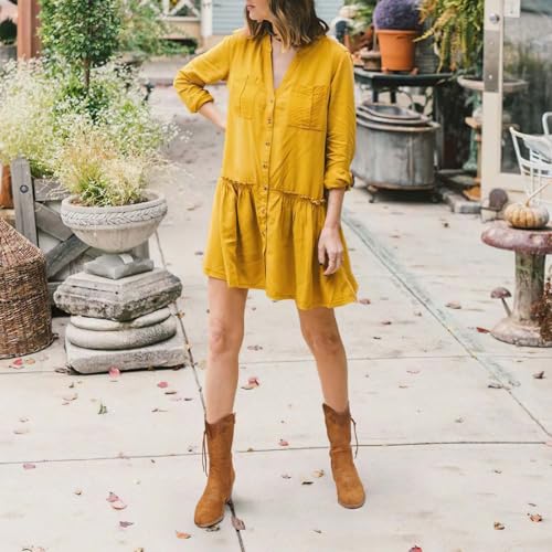 Image of SHIBEVER Cowgirl Boots for Women: Western Mid Calf Suede Boot for Dancing