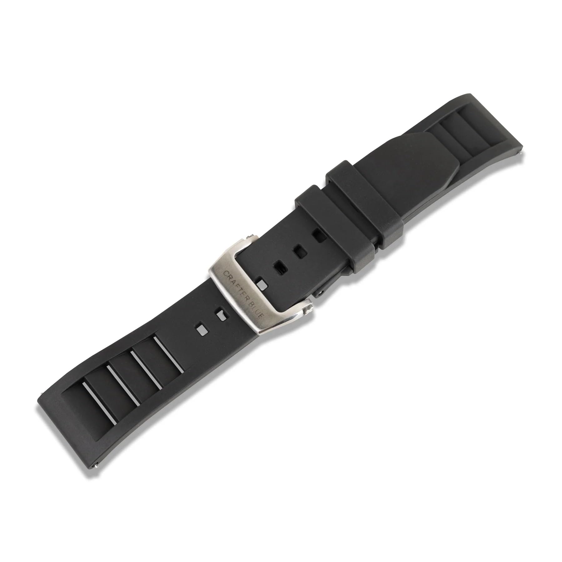 CRAFTER BLUE UX08 Cinturino di ricambio in gomma FKM con chiusura a farfalla con estremità dritta, per tutti gli orologi con anse larghe 20 mm/22 mm